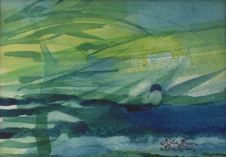 HONORABLE MENTION: The Lagoon, Watercolor by Rita Rose and Rae Rose (December 2014/January 2015)