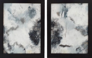 Mostly Black & White (Diptych1), Cold Wax & Oil by Bob Worthy, 14in x22in, $500 (July 2020)