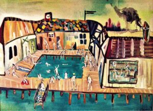 THIRD PLACE: Malmo's Sauna, Mixed Media by Elena Gastón-Nicolás, 36in x 48in, $3400 (August 2020)