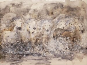Spirits Run, Watercolor by Mary Peterman, 9in x 12in, $250 (August 2020)