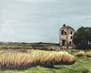 Ruinsat Bodmin Moor, Cornwall, England, Acrylic by Jane Cariker, 8in x 10in, $200 (October 2020)
