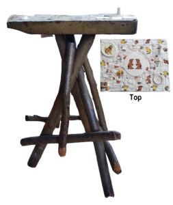 Twig Table, Twig Table with Mosaic Top by Joan Powell, 22in x 13in x 10in, $200 (October 2020)