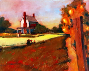 Wood Yard, Sussex Co., Oil by Marcia Chaves, 16in x 20in, $400 (November 2020)