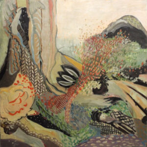 Landscape from a Collage, Encaustic by Christine E. Long, 30in x 30in, $425 (Dec. 2020 - Jan. 2021)