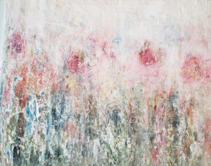 Winter Rose Garden, Coldwax- Oil by Mary Peterman, 11in x 14in, $350 (Dec. 2020 - Jan. 2021)