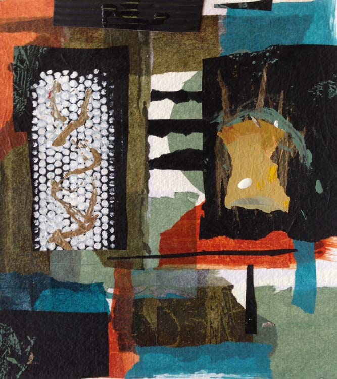 FIRST PLACE: What Lies Behind, Collage by Bev Bley (June 2015)