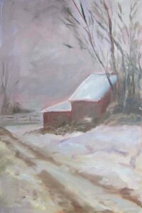 Snowy Road, Oil on Canvas by Christena Weaver Smith  (February 2015)