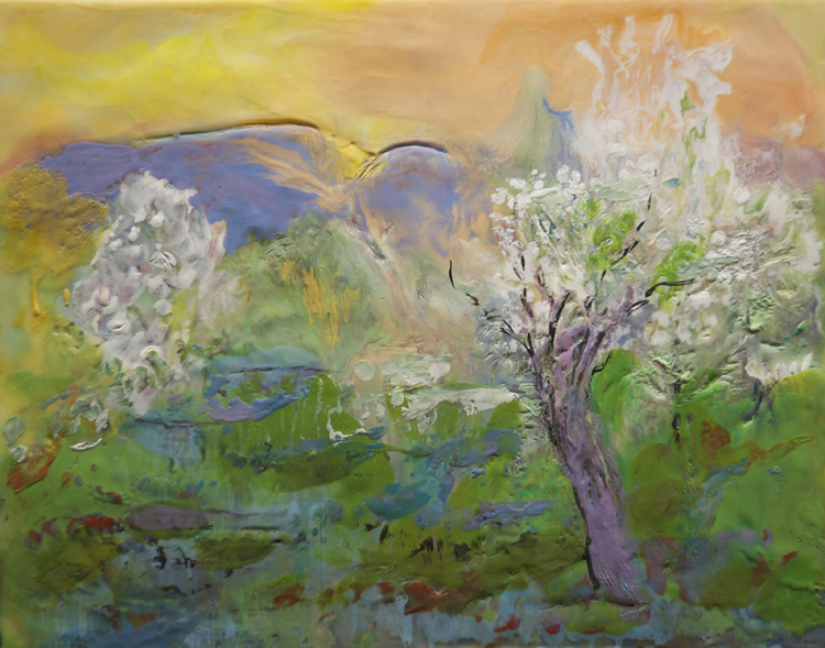 HONORABLE MENTION: Wild Cherry, Encaustic by Jane Forth (June 2015)