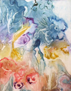 Spring Blossoms, Watercolor on YUPO by Rita Rose and Rae Rose  (April 2015)