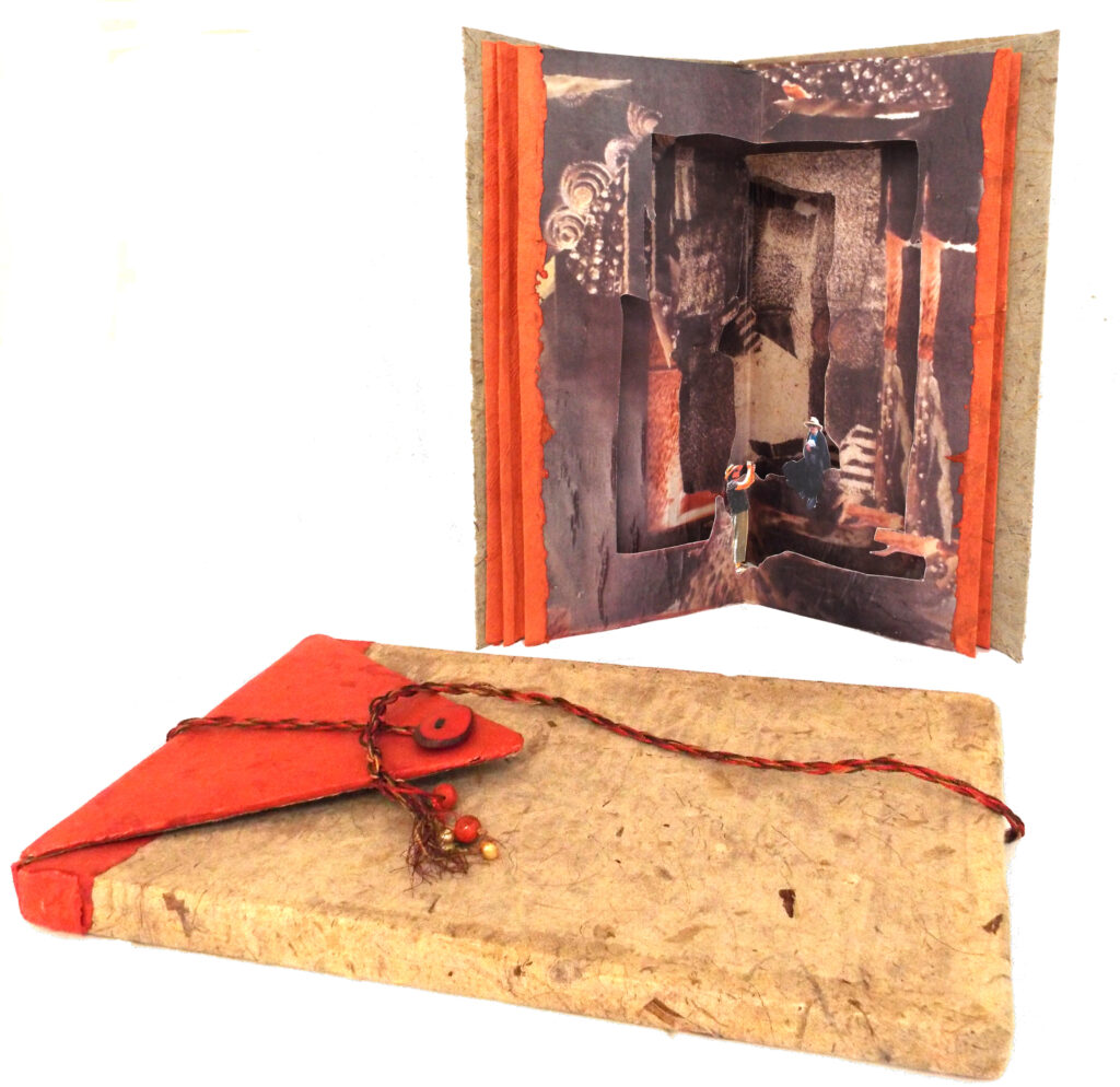 THIRD PLACE: Sisters, Book Arts-Collage by Christine Long, 13in x 13in, $375 (March 2021)