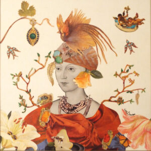 The Queen of May, Collage by Kay L. Roscoe, 12in x 12in, $150 (March 2021)