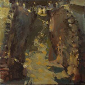 Rocky Lane City Dock, Oil by Marcia Chaves, 10in x 10in, $155 (April 2021)