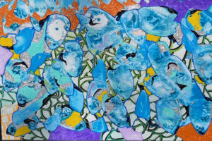What Path Should We Choose, Melted Crayons & Acrylic by Sara Gondwe, 20in x 30in, $450 (April 2021)