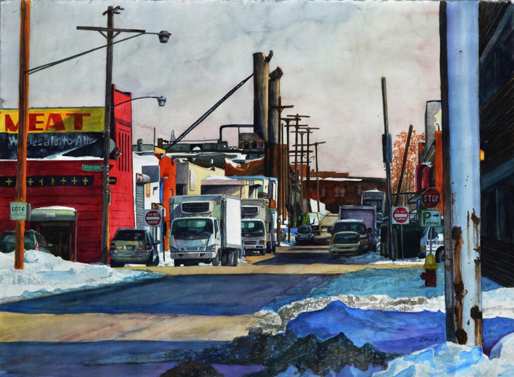 SECOND PLACE: Eastern Market, Watercolor by Keith Beale, 22in x30in, $1320 (June 2021)