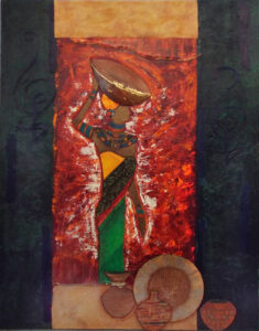 Hakuna Matata, Acrylic and Collage on Canvas by Katherine K. Owens, 43in x 36in, $3500 (June 2021)