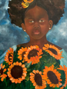 Sunflower 1, Oil on Canvas by Deborah Ware, 24in x 18in, $400 (June 2021)