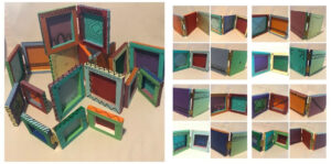 Folded, Acrylic on Canvas-Assemblage by Elizabeth Shumate, 7 ( 3in x 3in) 11(4in x 4in), $275 (August 2021)