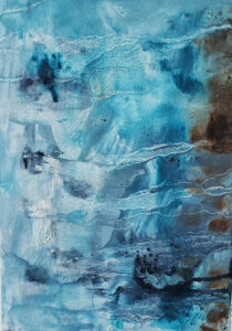 Ice, Coldwax Oil by Mary Peterman, 10in x 7in, $150 (August 2021)