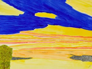 Sunset at Ke'e Beach, Kaua' l, Watercolor by Bro Halff, 12in x 16in, $900 (September 2021)