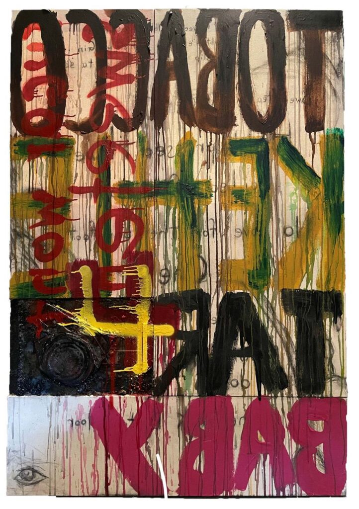 HONORABLE MENTION: TK4TB, Mixed Media by Robert Luther, 61in x 43in, $800 (September 2021)