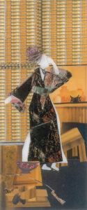 Woman in the Kimono, Mixed Media Collage by Teresa Blatt, 12in x 5in, $200 (November 2021)