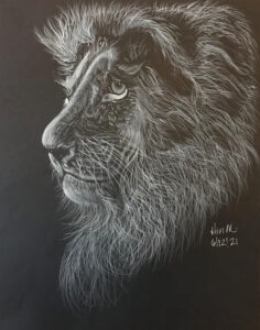 Courage, Pencil, Black & White, Colored by Kim Makonnen, 14in x 11in, $100 (Dec. 2021- Jan. 2022)