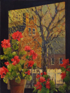 Backyard Cambridge St., Oil by Marcia Chaves, 18in x 24in, $450 (March 2022)