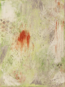Seeing Red, Cold Wax and Oil by Bob Worthy, 12in x 9in, $100 (March 2022)