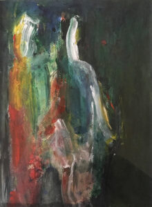 Two Figures, Acrylic on Paper by Elizabeth Shumate, 15in x 11in, $285 (March 2022)