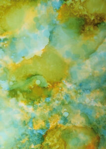 Virescent, Alcohol Inks by Karen Cohen, 5in x 7in, $75 (March 2022)
