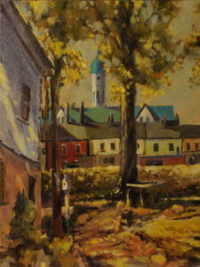 Silversmith's House, Oil by Marcia Chaves, 12in x 16in, $375 (April 2022)