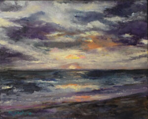 Sunset, Oil by Michelle Vonnegut Costello, 8in x 10in, $350 (April 2022)