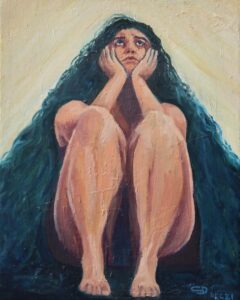 Contemplation, Oil on Canvas by Cristina Del Valle, 10in x 8in, $250 (May 2022)