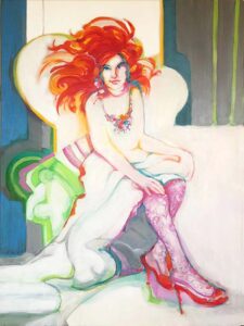 Seated Figure: Redhead, Acrylic by Ramona Weaver, 40in x 30in, $850 (May 2022)
