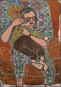 The Big Chair, Lino Cut by Linda Rose Larochelle, 23in x 16in, $425 (May 2022)