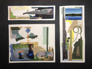 Fredericksburg Waters, Mixed Media Collage by Caroline Nachem, 9in x12in, $75 (June 2022)