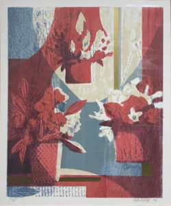 Hanging Pot, Screen Print by Sally Rhone-Kubarek, 24in x 20in, $150 (June 2022)
