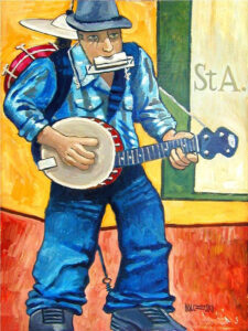 One Man Band, Oil by Robert Holewinski, 24in x 18in, $400 (June 2022)