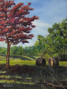 Kelly's Ford Hay, Oil on Canvas by Michele Vonnegut Costello, 16in x 12in, $480 (August 2022)
