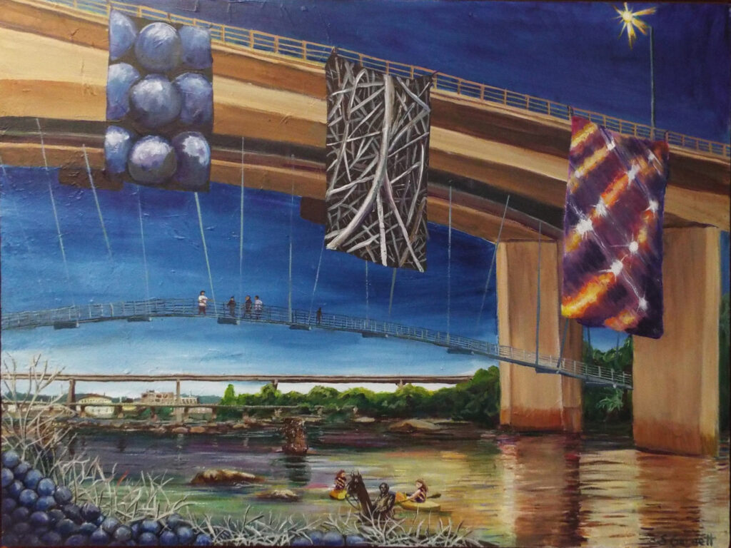 FIRST PLACE: Event on the James, Acrylic by Susan Garnett, 30in x 40in, $400 (September 2022)