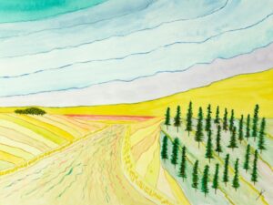 Spring Afterglow, North Dakota, Watercolor by Bro Halff, 12in x 16in, $900 (September 2022)