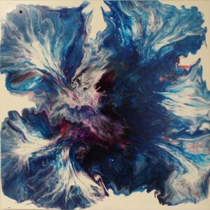 Blue Flower Burst, Acrylic by Ben Childers, 20in x 20in, $200 (November 2022)
