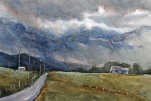 Norman Ridge Storm, Watercolor by Barbara Powderly, 12in x 18in, $240 (November 2022)