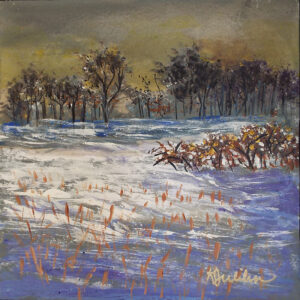 A Chill in the Air, Acrylic by Karen Julihn, 12inx 12in, $95 (Dec. 2022 - Jan. 2023)