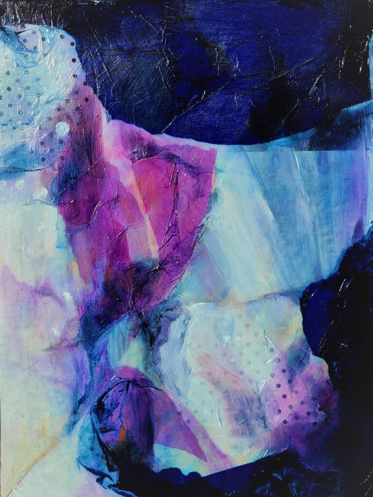 HONORABLE MENTION: Frosted Quarry, Mixed Media by Kimberly Zook, 22inx 16.5in, $250 (Dec. 2022 - Jan. 2023)