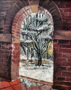 Snow it Begins, Acrylic on Wood by Rebecca Visger, 14in x 11in, $175 (Dec. 2022 - Jan. 2023)