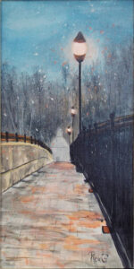 The Bridge, Acrylic by Roxana Genovese, 12in x 6in, $200 (Dec. 2022 - Jan. 2023)