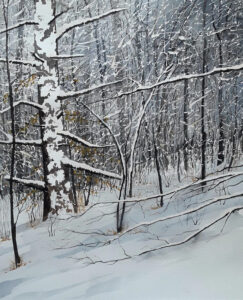Winter Woods, Watercolor on Paper by Joseph Bailey, 21in x 17in, $275 (Dec. 2022 - Jan. 2023)